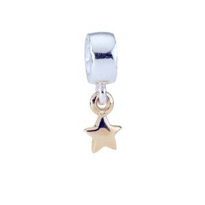 Rare PANDORA 14K GOLD SS STAR DANGLE CHARM